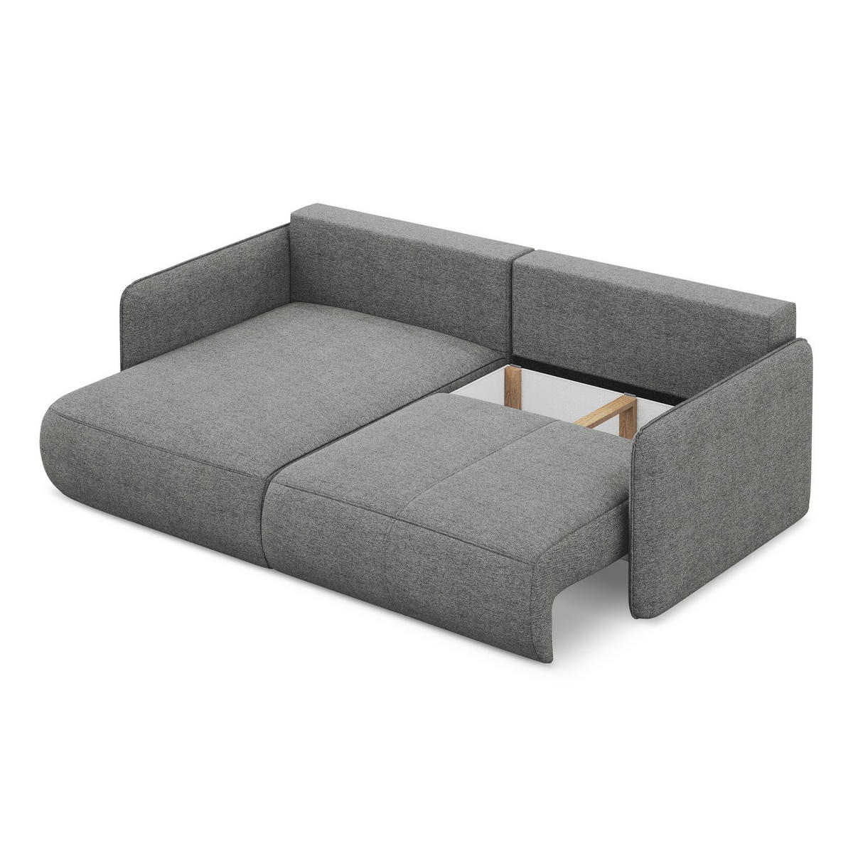 ECKSOFA mit Schlaffunktion Chenille Stoff Grau - Schieferfarben/Schwarz, Kunststoff/Textil (148/207cm) - LaMiaSofa