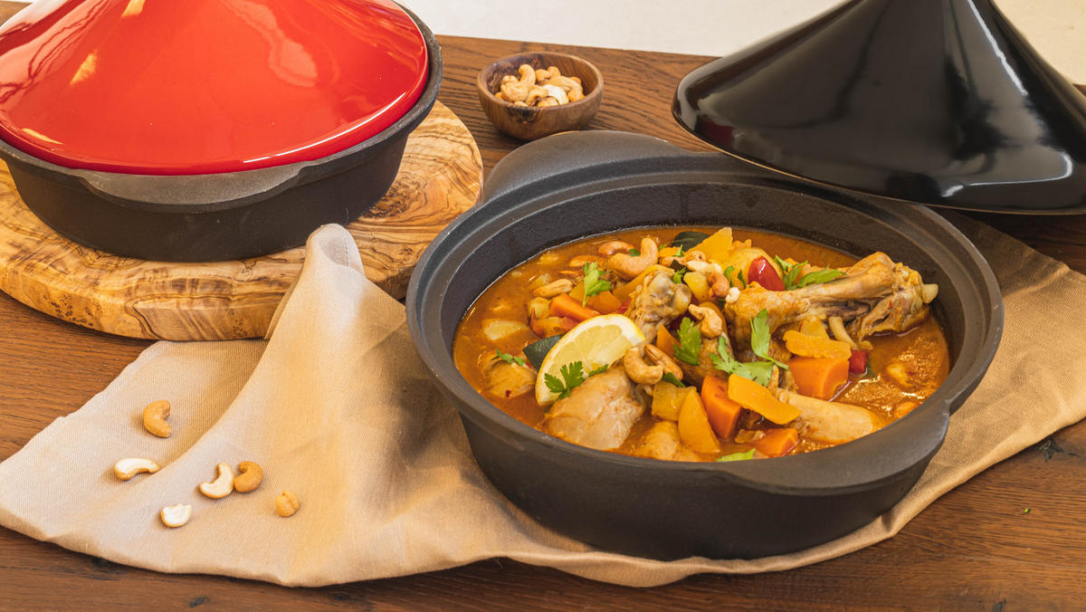 TAGINE Gusseisen - Schwarz ø 30 cm / 3 Liter - ohne Antihaftbeschichtung - Schwarz, Keramik (30cm) - Blackwell
