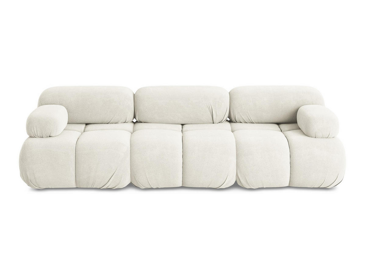 3-SITZER SOFA Chenille Stoff Weiß - Pink/Schwarz, Kunststoff/Textil (285/70/96cm) - Makamii