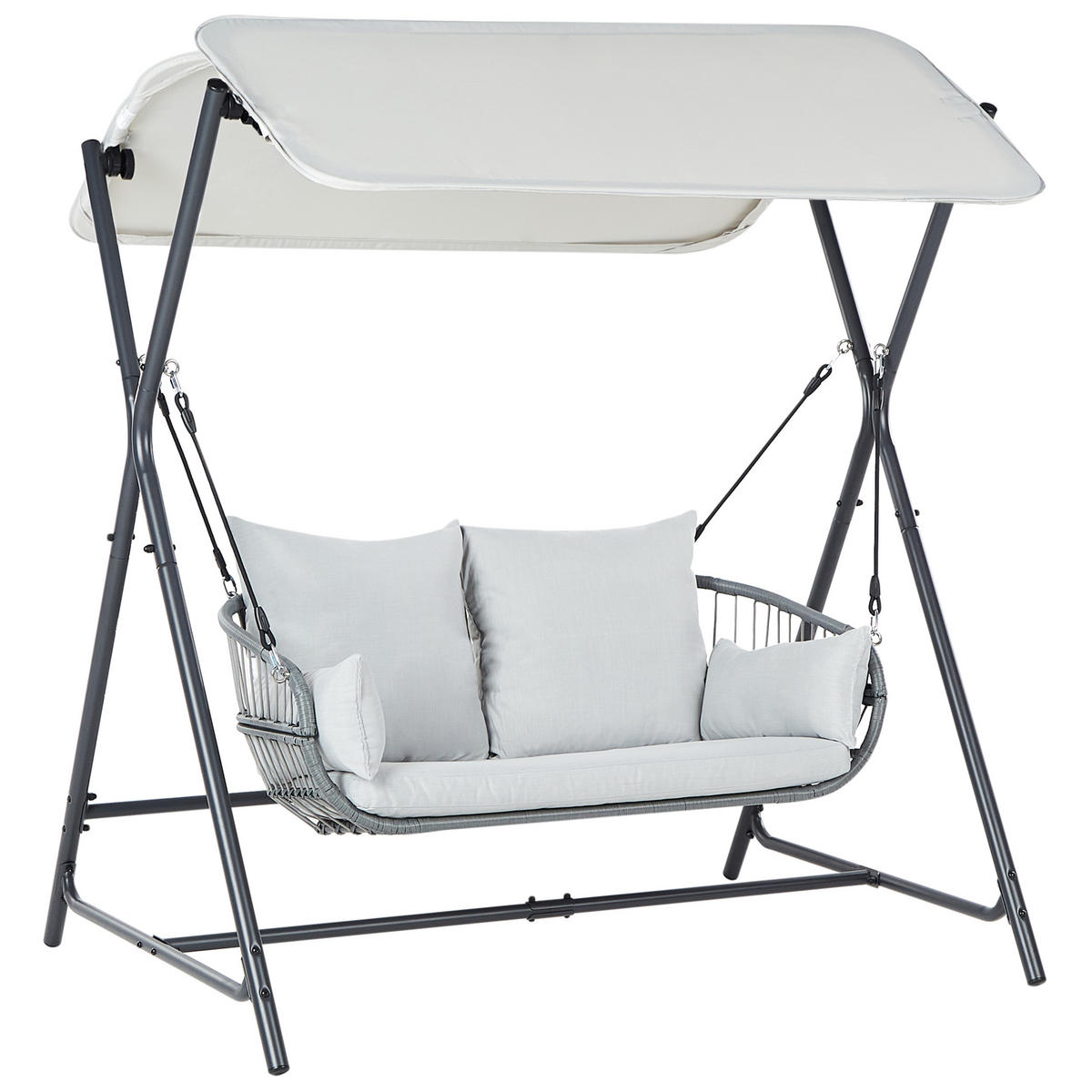 HOLLYWOODSCHAUKEL Grau Fiastra - Hellgrau, Metall (170/202/140cm) - Beliani