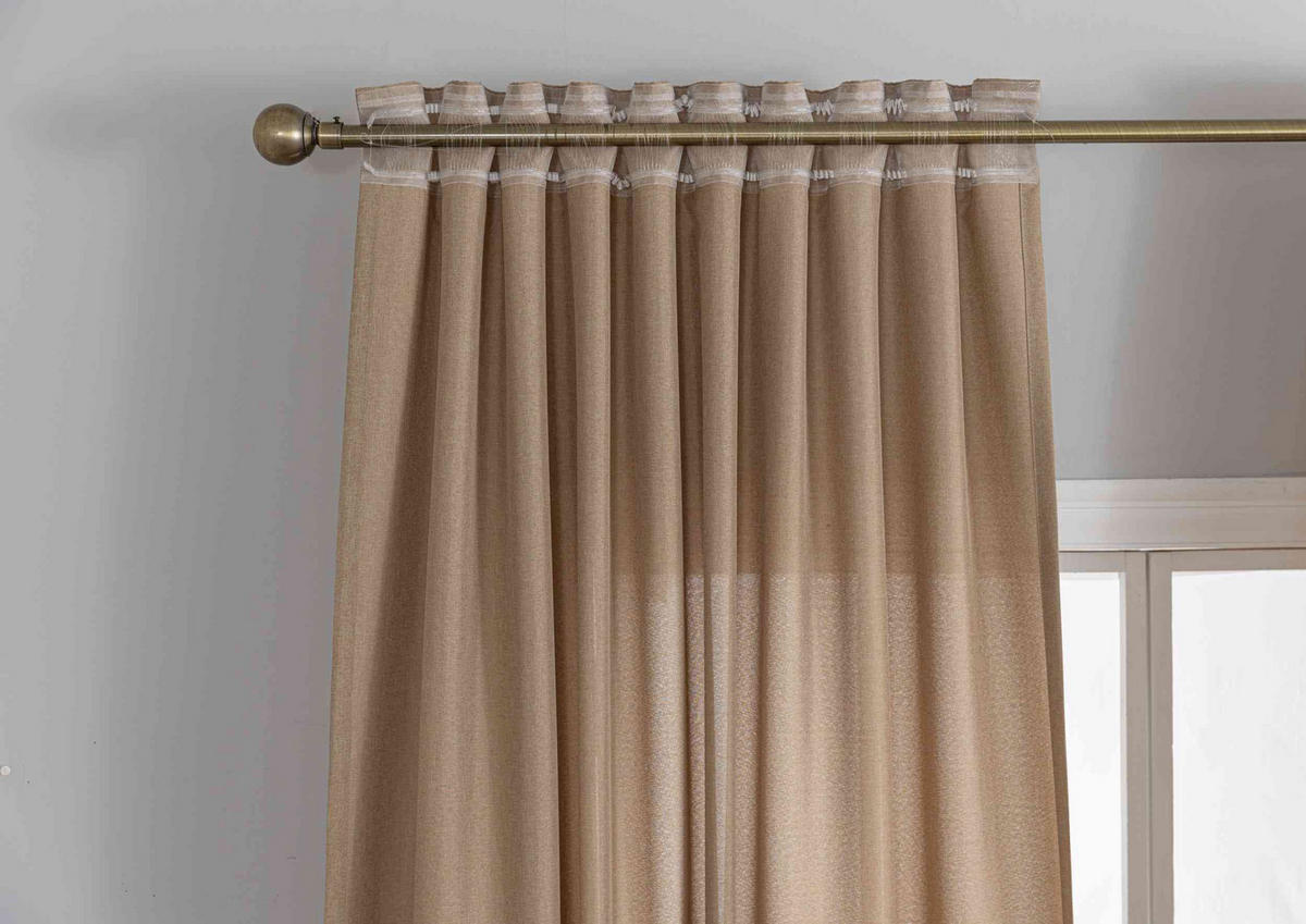 GARDINE Wellenvorhang Wien 245x145 cm Taupe - Taupe, Textil (145/245cm) - Gardinenbox