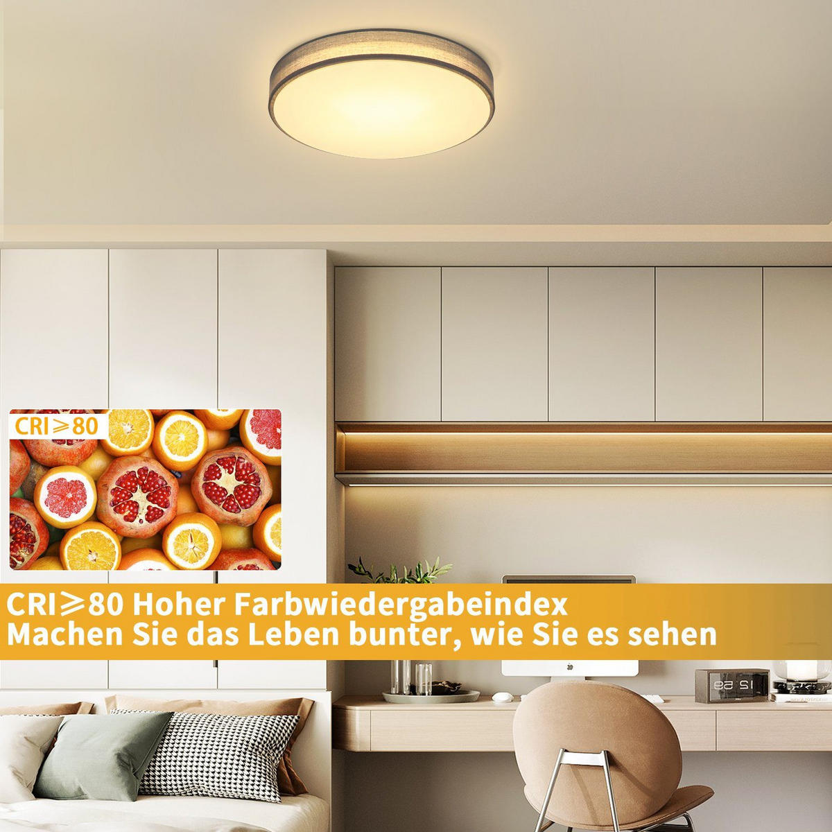 LED-DECKENLEUCHTE Debra 38/38/6 cm - Grau, Textil (38/38/6cm) - Nettlife