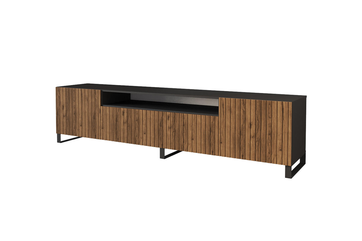 LOWBOARD KITO-S 200x53x41 cm - Schwarz / Katania - Eiche Wotan/Schwarz, Holzwerkstoff (200/53/41cm) - ALTDECOR