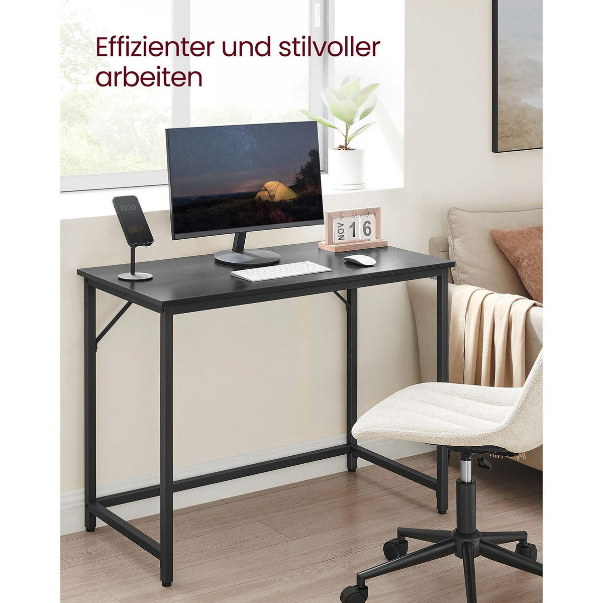 SCHREIBTISCH MORONI - Schwarz, Holzwerkstoff (50/100/75cm) - Hansiro