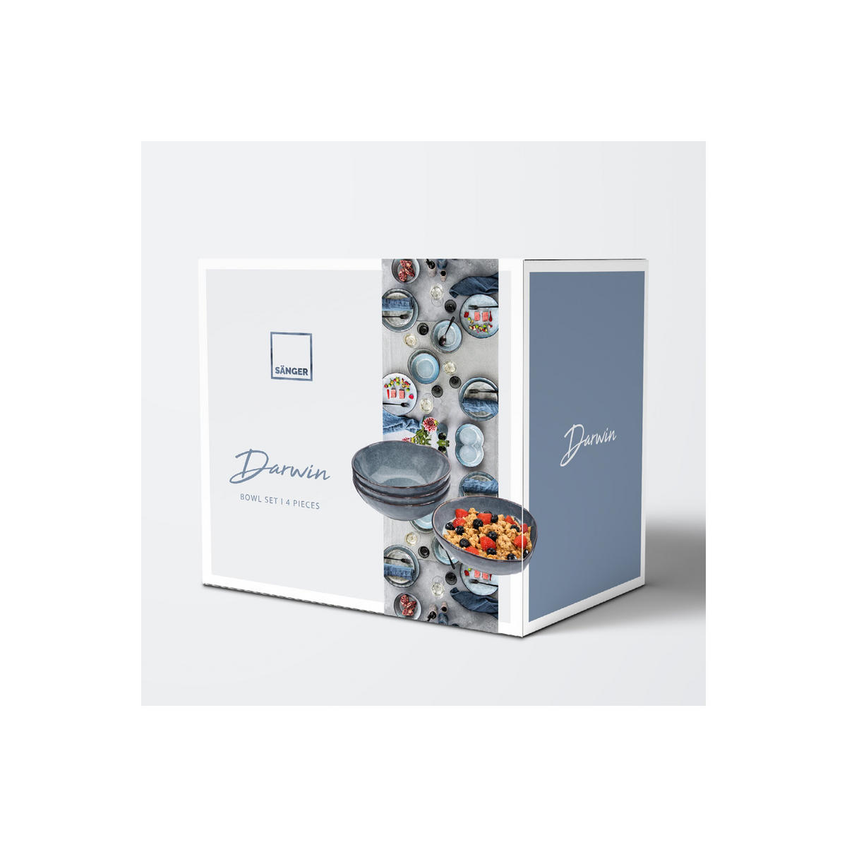 SCHALEN SET DARWIN - 4 teilig aus Steingut - Blau, Keramik (18cm) - Sänger