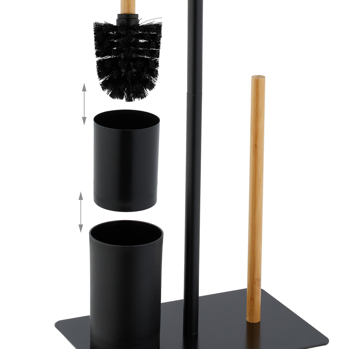 WC-GARNITUR - Schwarz, Holz/Kunststoff (30/66.5/20cm) - Relaxdays