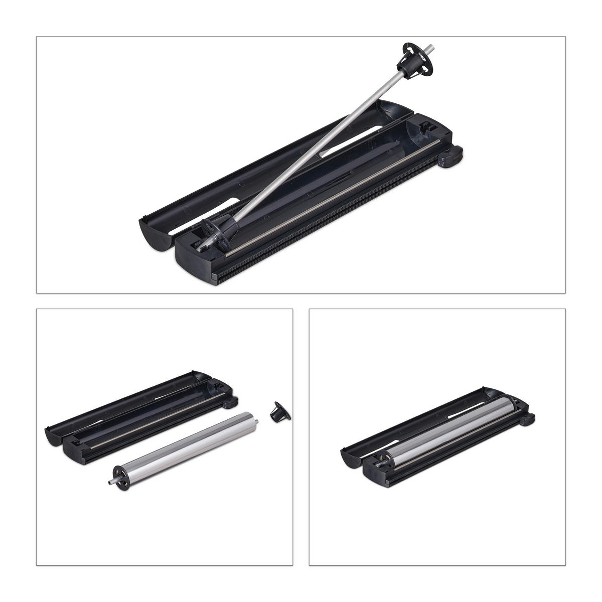 2XFOLIENSCHNEIDER - Schwarz, Kunststoff/Metall (37/5/8cm) - Relaxdays