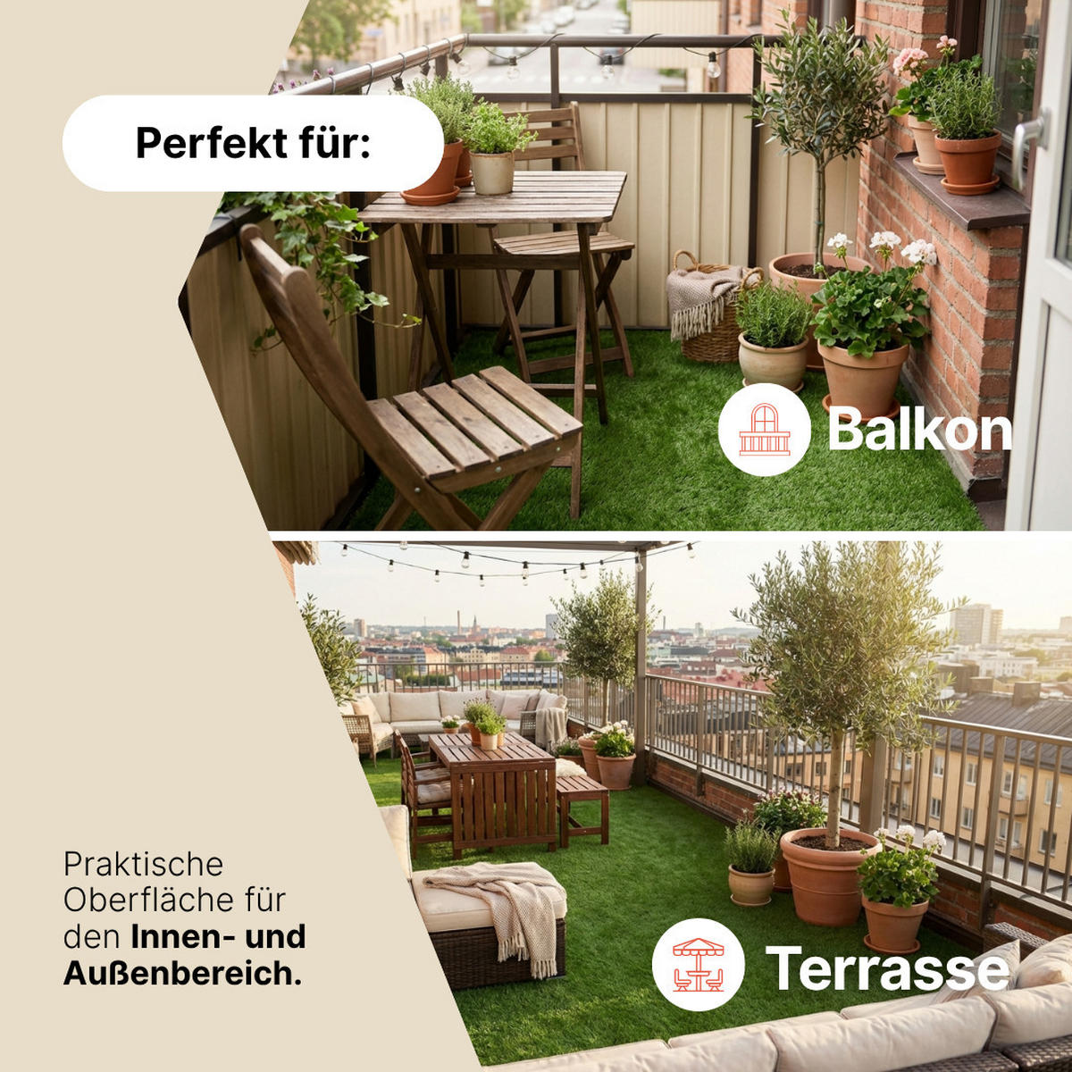KUNSTRASEN Verde 50 mm – UV-beständig, pflegeleicht, wetterfest für Garten & Terrasse 300/300 cm - Grün, Textil (300/300cm) - Tapiso