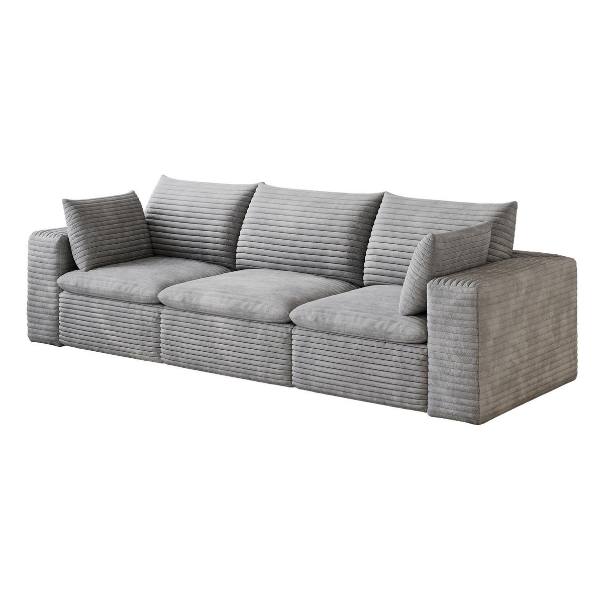 MODULÁRNÍ pohovka z látky 260x90x60 cm šedá s měkkým pěnovým jádrem a variabilním uspořádáním - šedá, textil (260/60/90cm) - Modfu