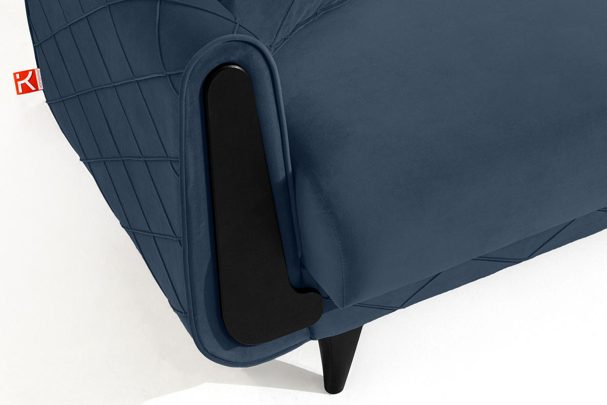 3-SITZER-SOFA GUSTAVO III Sofa 3 Velours, Dunkelblau - Dunkelblau, Holz/Holzwerkstoff (230/98/98cm) - KONSIMO®