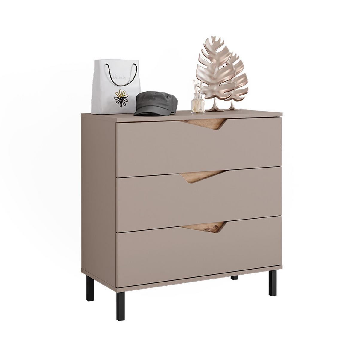 KREDENC Marelle Béžový dub/Artisan - světle šedá/šedobéžová, kompozitní dřevo (80/81.2/38cm) - Vicco