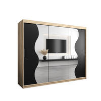 SCHWEBETÜRENSCHRANK 200/250/62 3-türig - Silberfarben/Schwarz, Holz/Kunststoff (250/200/62cm) - Abiks Möbel