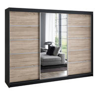 SCHWEBETÜRENSCHRANK 200 cm VILANO 1 Farbe: Schwarz, Sonoma - Schwarz/Sonoma Eiche, Holzwerkstoff (200/215/59.5cm) - A&J MöbelLand