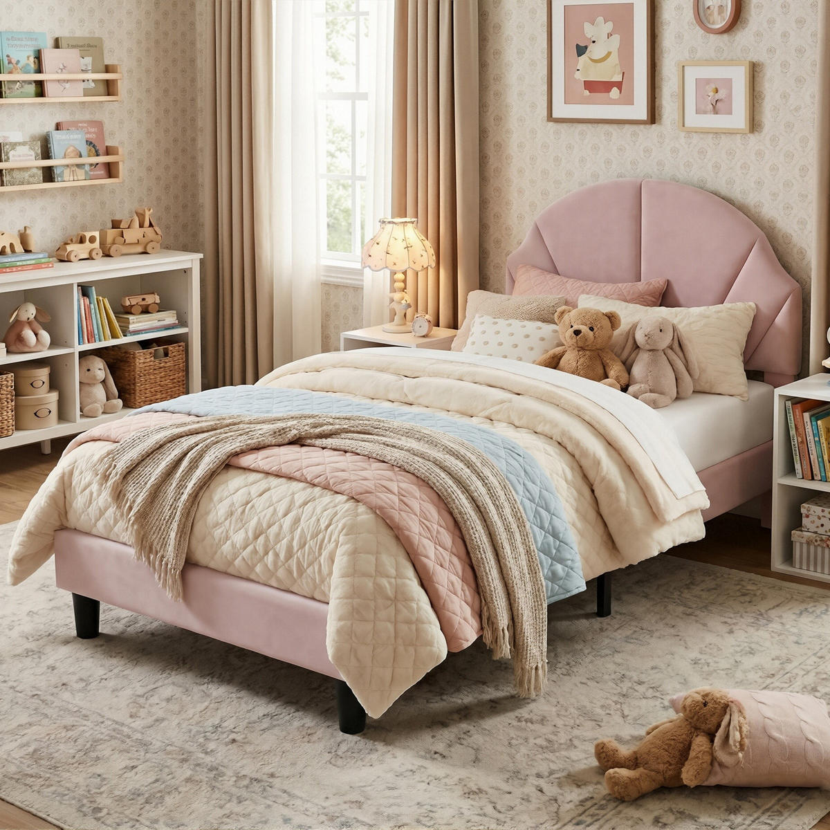 POLSTERBETT Klassisch mit Höhenverstellbarem Kopfteil 90/200 cm Samt Rosa - Pink, Textil (90/200cm) - Creahappy