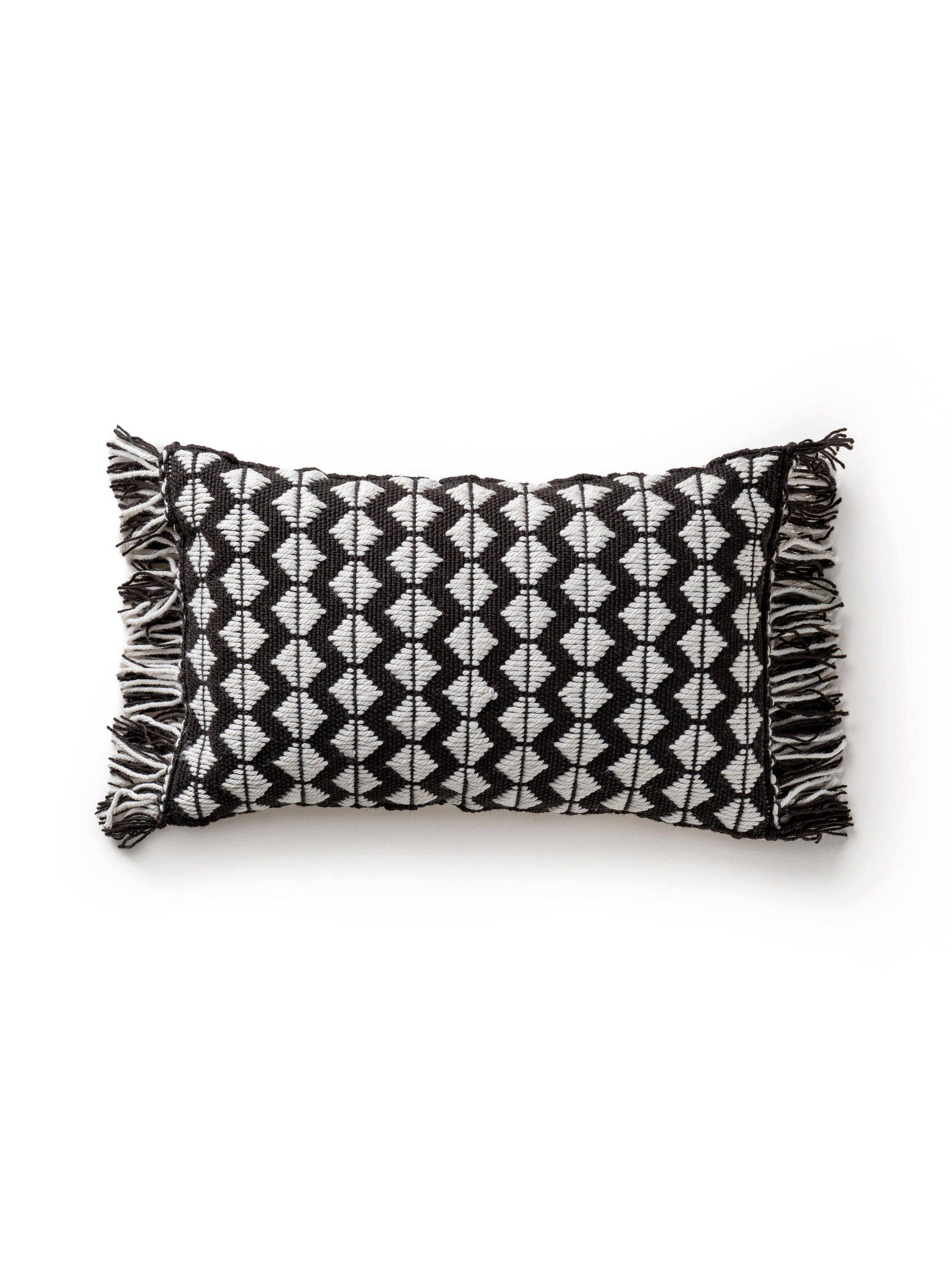OUTDOORKISSEN Morty Schwarz/Weiß 30x50 cm - Schwarz, Textil (30/50cm) - benuta Pure