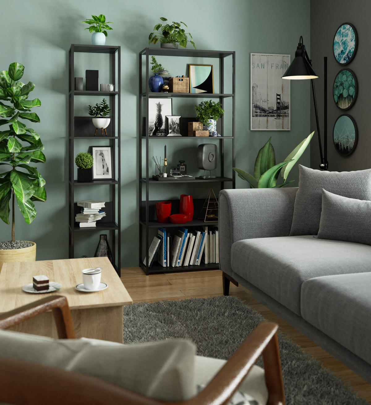 LOFT-REGAL Schwarz 40x192x32 cm - Schwarz, Holzwerkstoff/Metall (40/192/32cm) - Akord