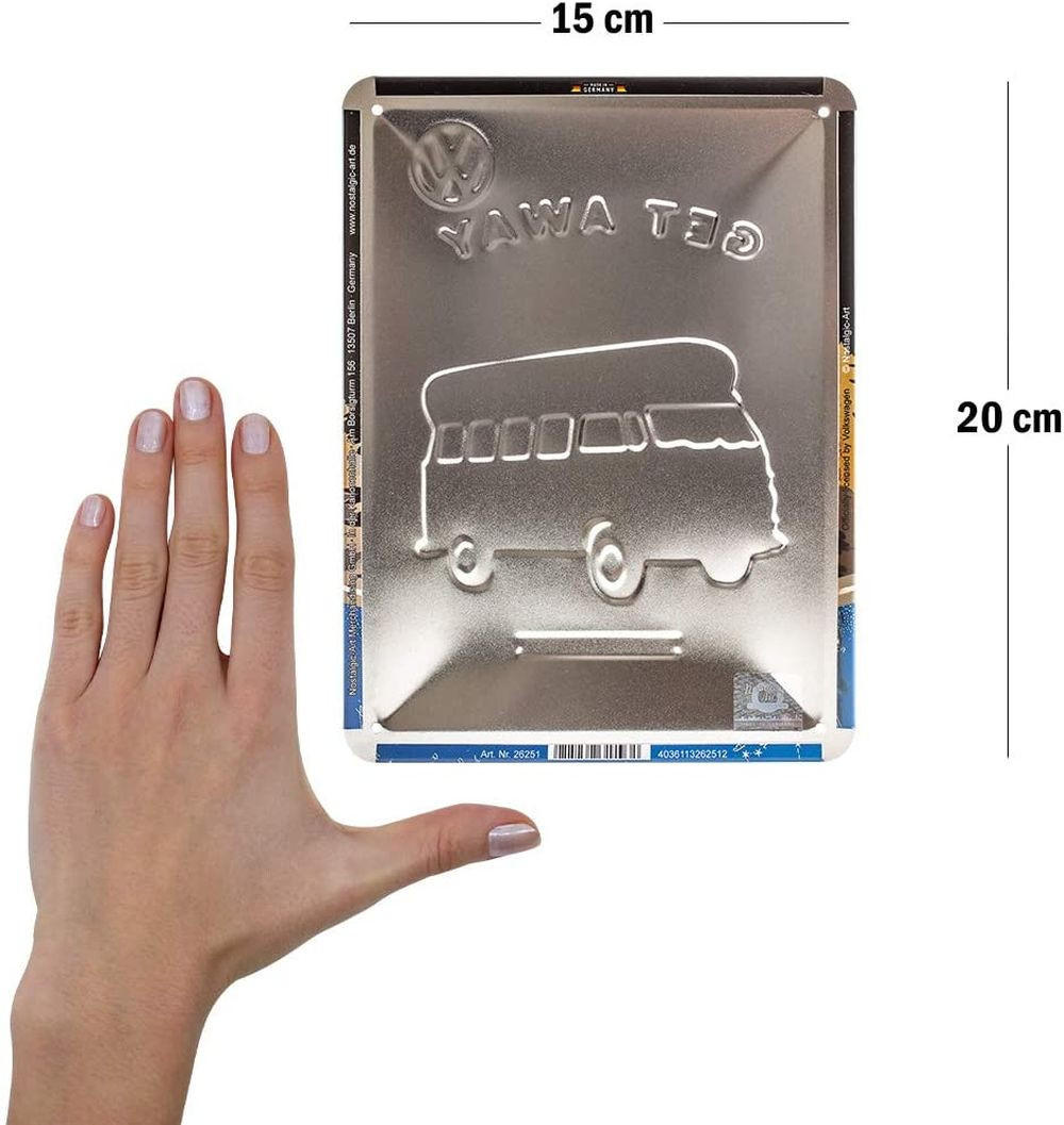 BLECHSCHILD 15/20 cm Volkswagen VW Bulli Let's Get Away Night - Multicolor, Metall (15/20/0.5cm) - Nostalgic-Art