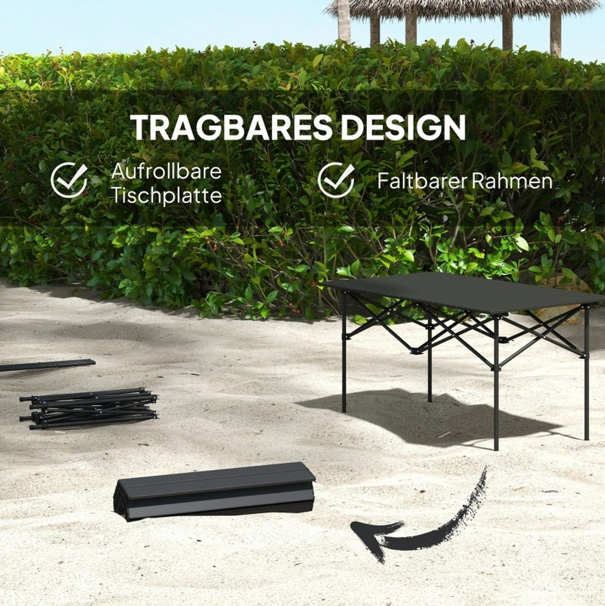 GARTENTISCH aus Stahl 65x45x45/35 cm Schwarz im 2er Set - Schwarz, Metall (95/55/50cm) - Modfu