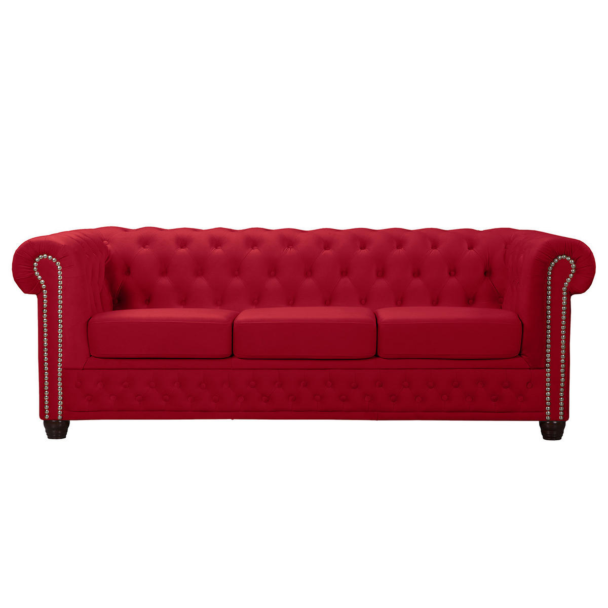 3-SITZER SOFA - Rot/Buchefarben, Textil (203/72/86cm) - home24