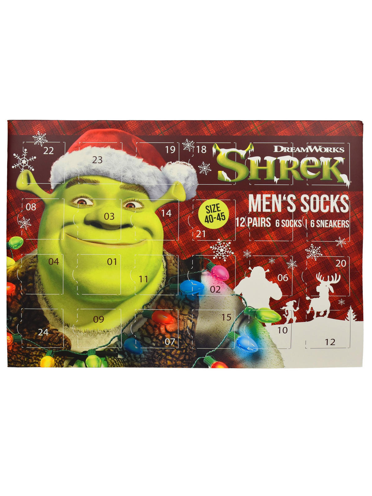 ADVENTSKALENDER Shrek - Der tollkühne Held mit 12 Paar Socken Größe 40-45 - Multicolor, Textil (37/5/26.5cm)