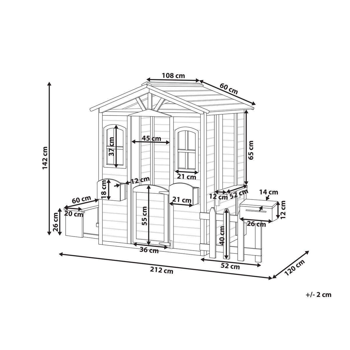 GARTENSPIELHAUS Heller Holzfarbton Ampeliko - Hellbraun/Weiß, Holz (212/142/120cm) - Beliani