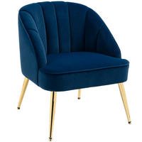 OHRENSESSEL Loungesessel Polstersessel mit Samtoptik Relaxsessel für Wohnzimmer - Blau, Kunststoff (64/77/65cm) - HOMCOM