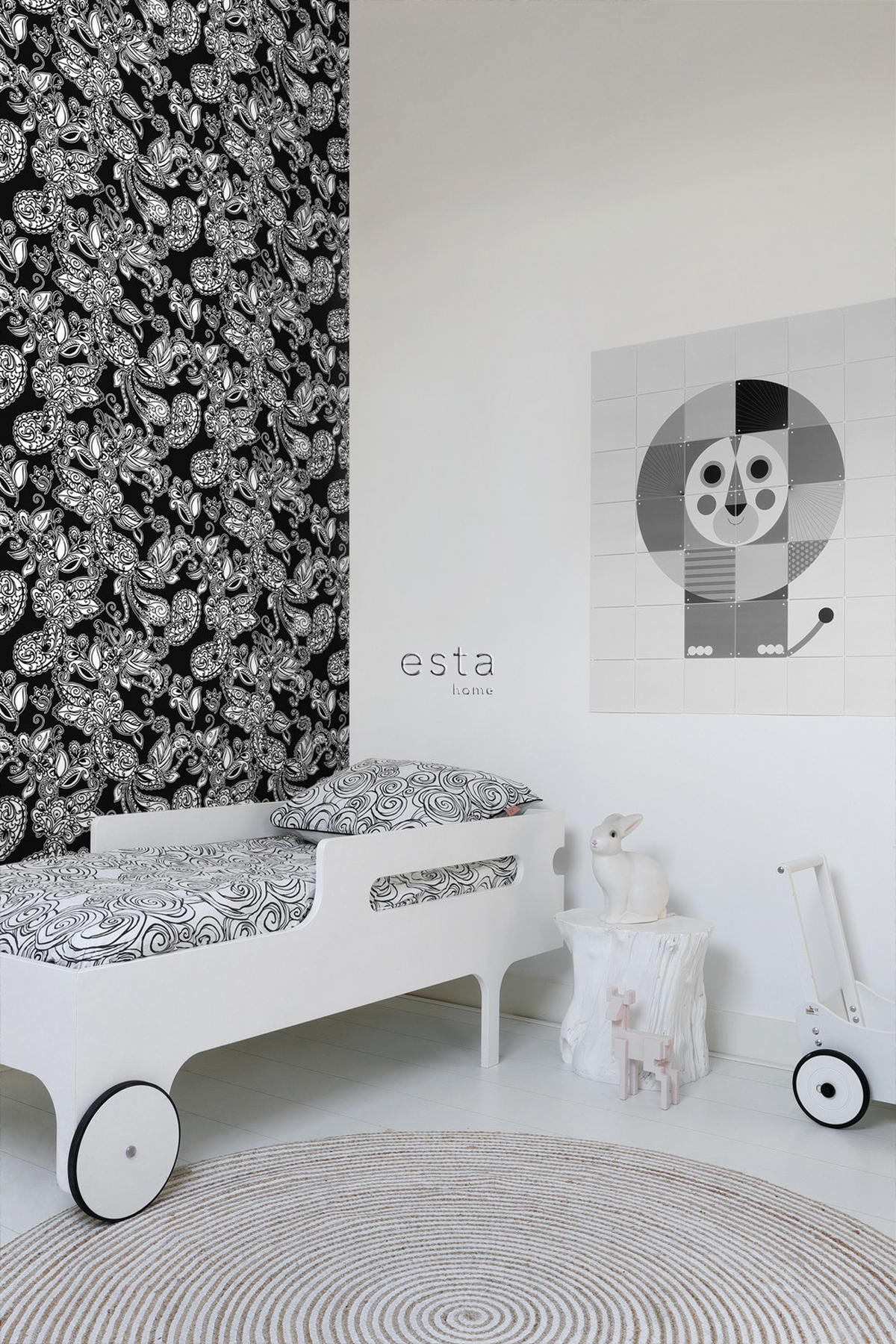 TAPETE funky Blumen und Paisleys 53 cm x 10.05 m - Schwarz, Papier (53/1000cm) - ESTAhome