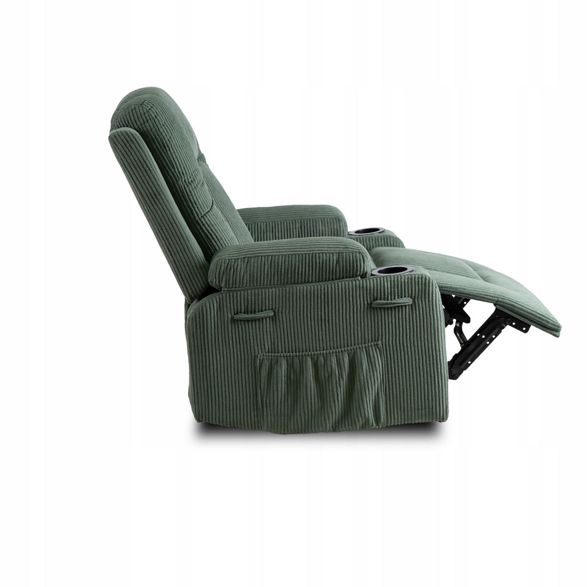 MASSAGESESSEL BOX 2 mit Fußhocker Cord Grün - Grün, Holz/Textil (87/101/85cm) - makarowski meble