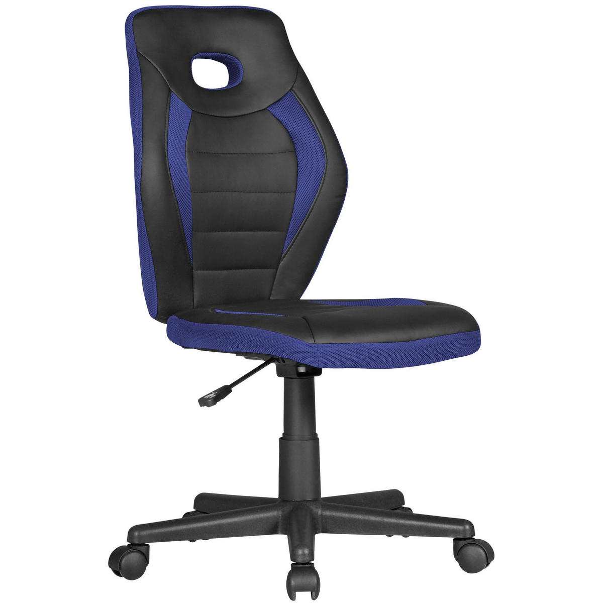 JUGENDDREHSTUHL Hohe Rückenlehne Schulterstütze Kunstleder Mesh, Blau 63x63x103 cm - Blau/Schwarz, Kunststoff/Textil (63/103/63cm) - KADIMA DESIGN
