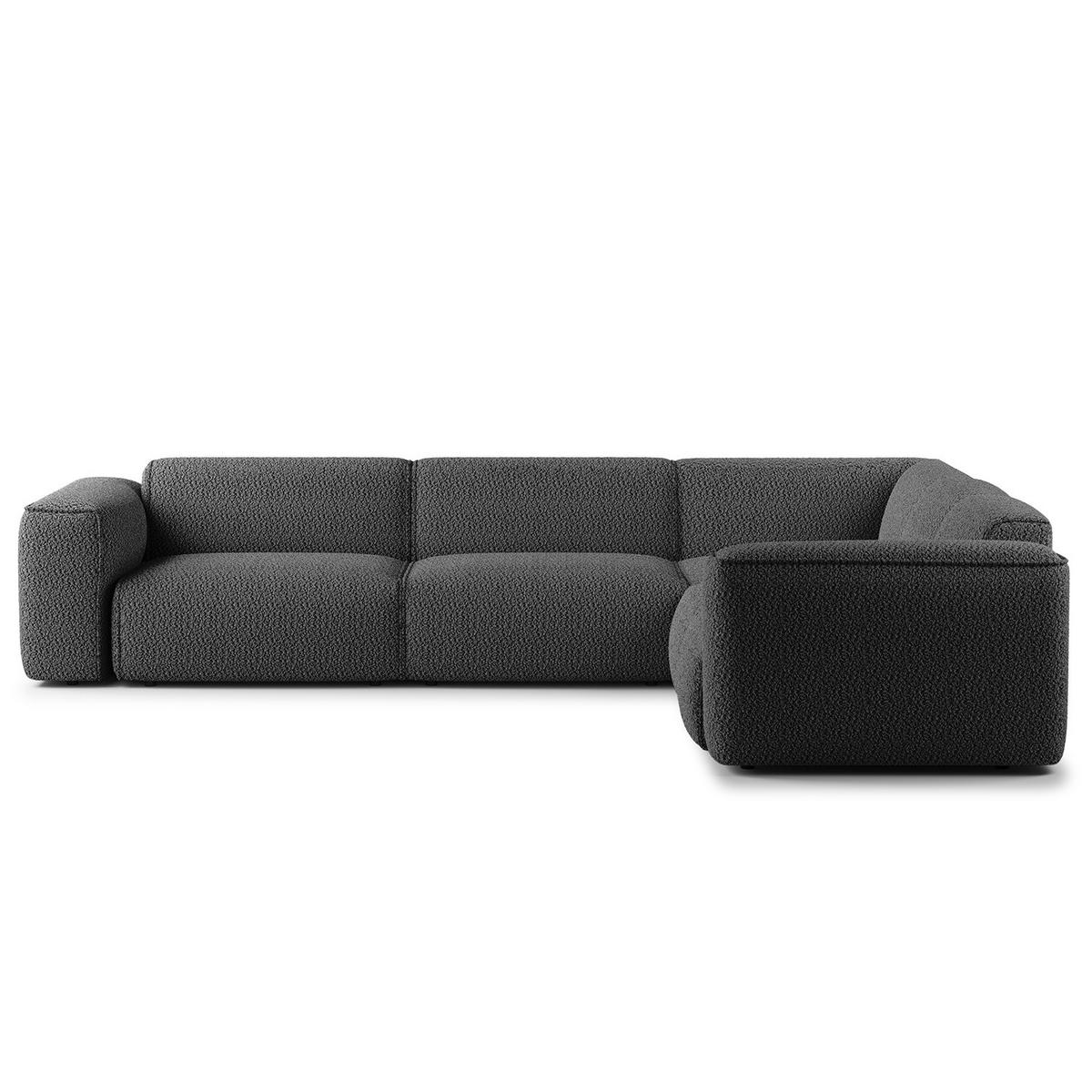 ECKSOFA mit Rundecke - Anthrazit/Schwarz, Kunststoff/Textil (325/260cm) - home24