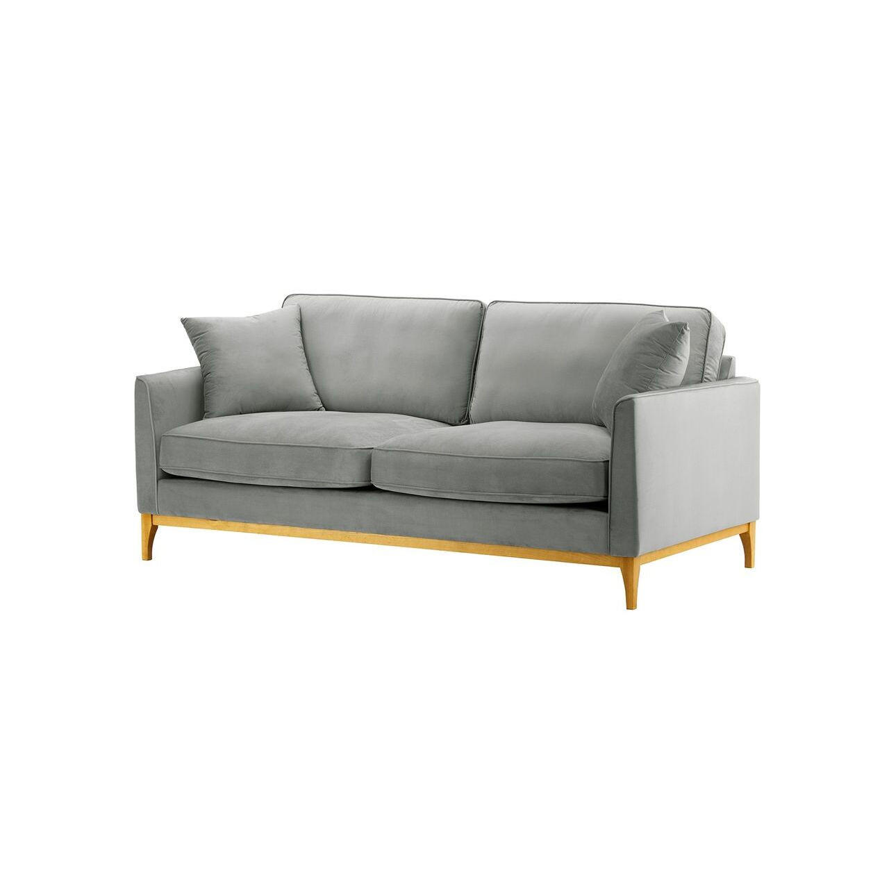 DREISITZER-SOFA Linara-Velluto 15 - Hellgrau, Holz/Textil (201/91/95cm)