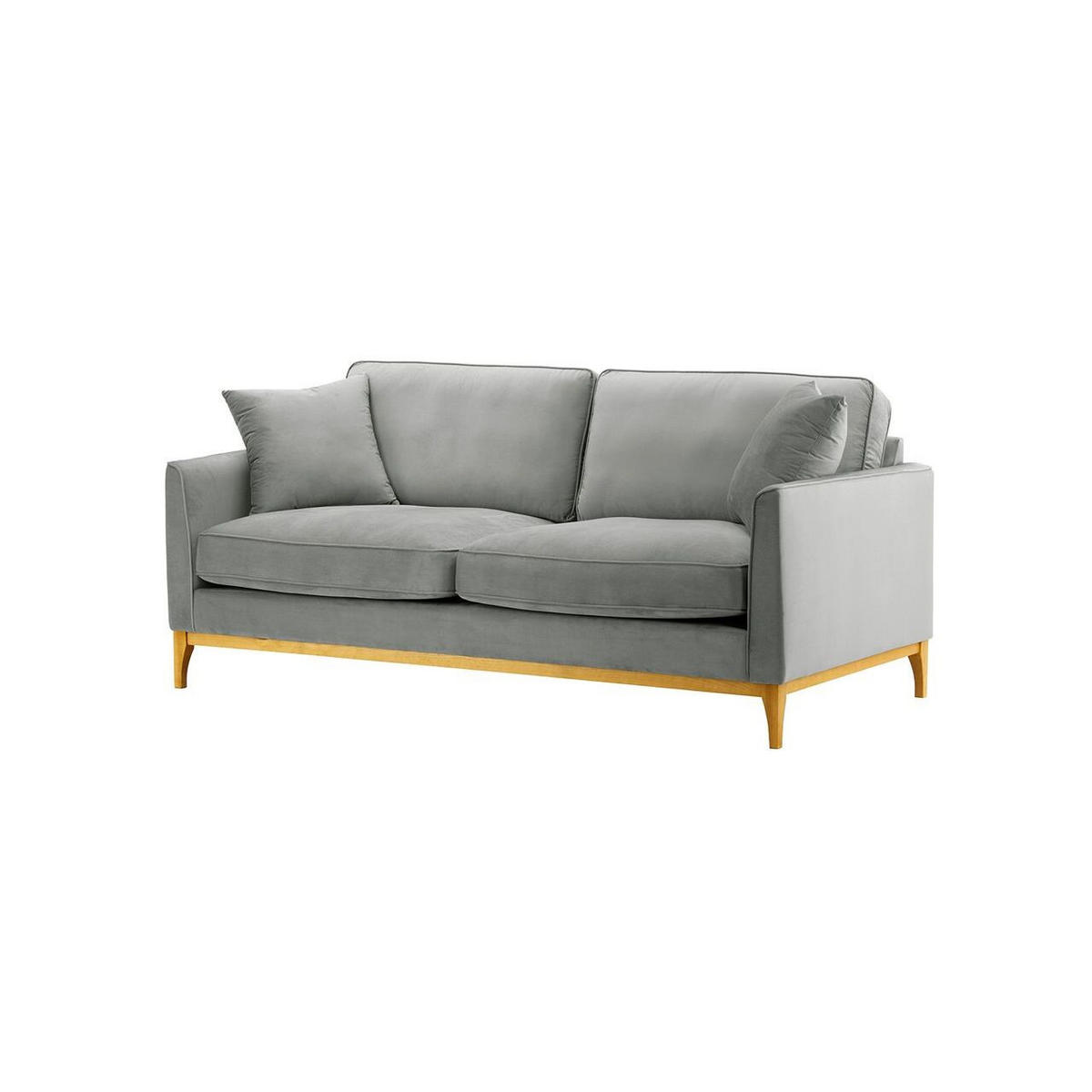 DREISITZER-SOFA Linara-Velluto 15 - Hellgrau, Holz/Textil (201/91/95cm)