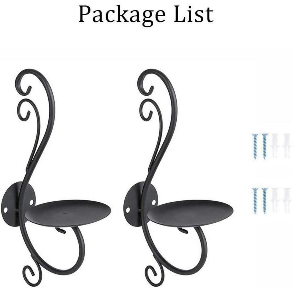 KERZENHALTER 2-teiliges Set Wand Schwarz Metall - Schwarz, Metall (17cm)