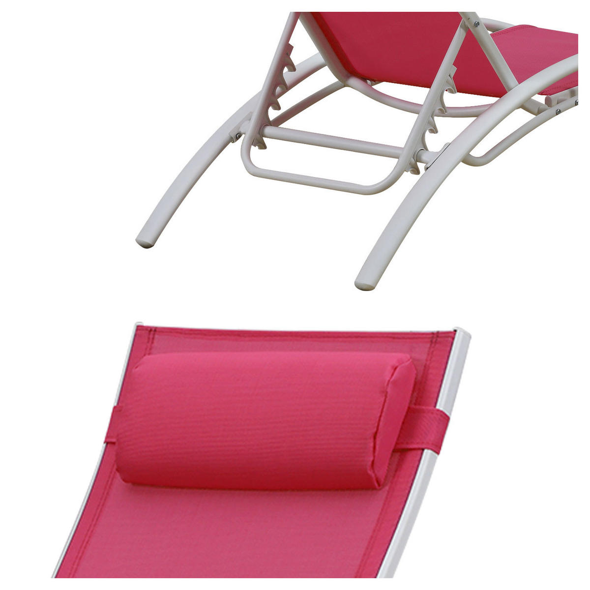 LIEGESTÜHLE Galapagos Rosa und Weiß 2er-Set - Rosa, Metall (64/87/178cm) - Happy Garden