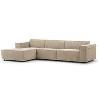 ECKSOFA mit Longchair - Beige/Schwarz, Kunststoff/Textil (294/177cm) - home24