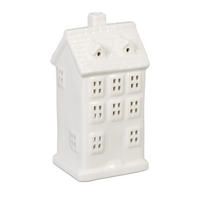 TEELICHTHAUS - Weiß, Keramik (14.5cm) - Relaxdays