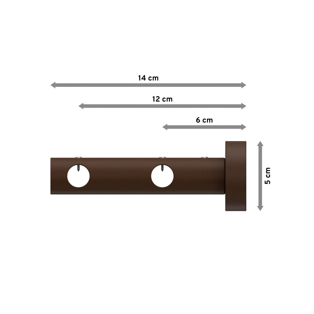 TRÄGER FÜR GARDINENSTANGEN 16 mm Ø, Adrian 2-läufig, Nussbaum - Nussbaumfarben, Holz (14.1/5.3/5.3cm) - INTERDECO