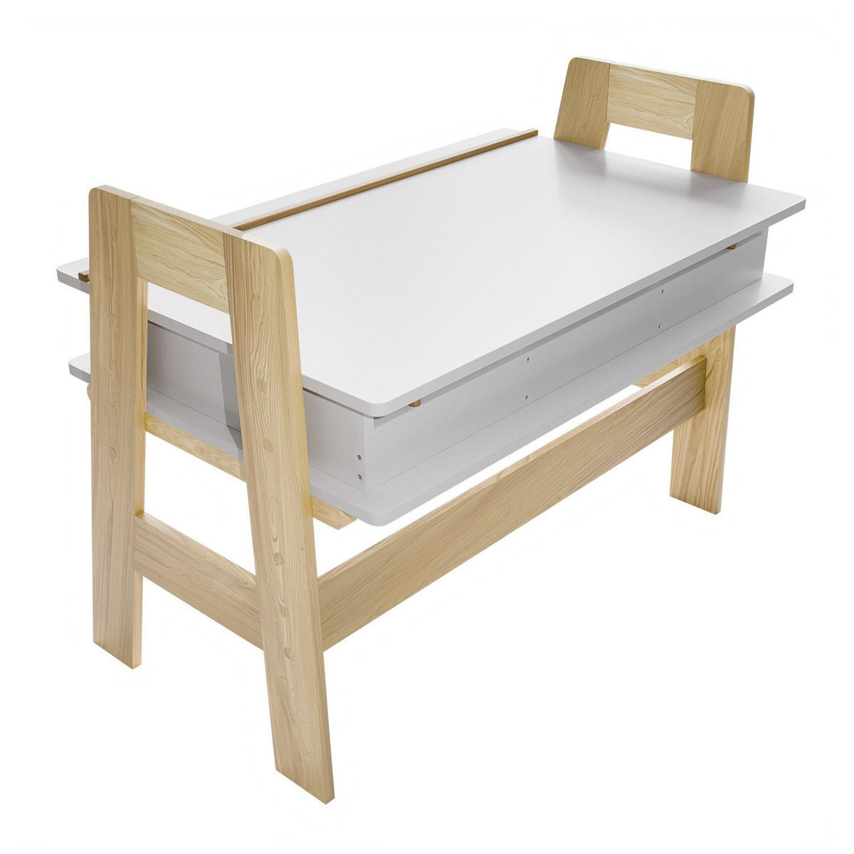 KINDERSCHREIBTISCH Fietje Plus weiß höhen- und neigungsverstellbar - Weiß, Holz (94/76/63cm) - Juskys