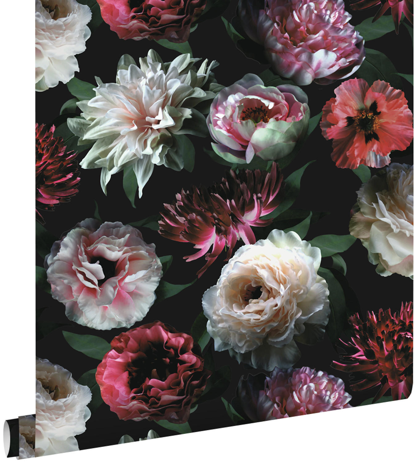 TAPETE Blumen 53 cm x 10.05 m - Schwarz, Papier (53/1000cm) - ESTAhome