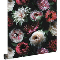TAPETE Blumen 53 cm x 10.05 m - Schwarz, Papier (53/1000cm) - ESTAhome