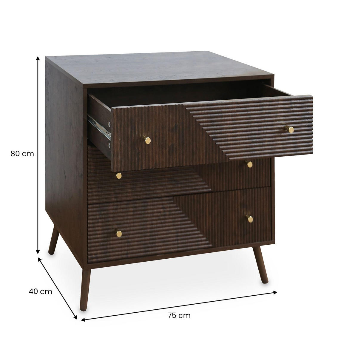 KOMMODE LIVIA dunkelbraun - Dunkelbraun, Holzwerkstoff (80/75/40cm) - IDIMEX