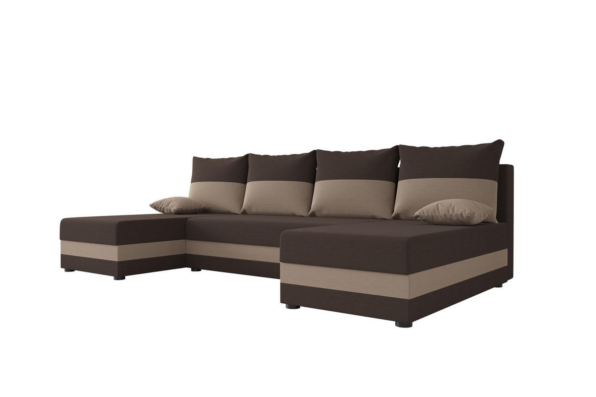 WOHNLANDSCHAFT HEWLET U Rainbow 41+05 mit Schlaffunktion - Braun, Textil (310/80/140cm) - Bedante