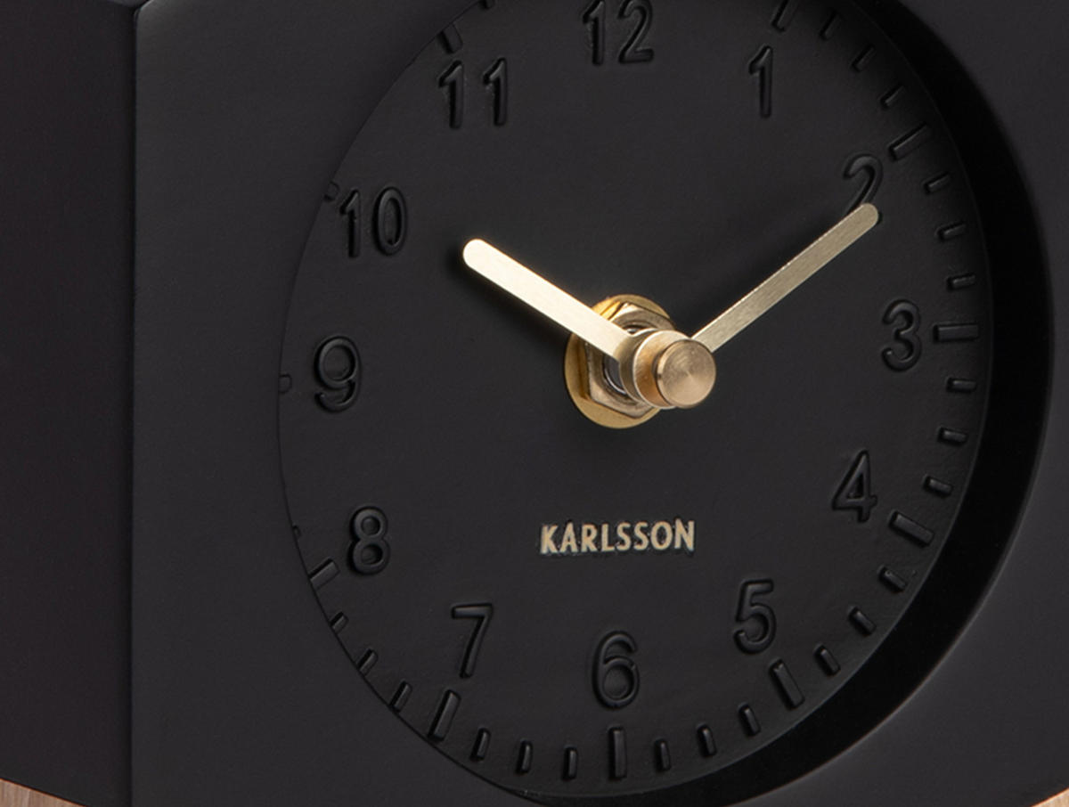 TISCHUHR Paris with Wood - Schwarz - 12/12,5 cm - Schwarz, Kunststoff (12/12/12cm) - Karlsson