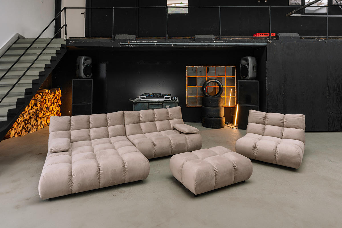 SITZGRUPPE VIVIEN 3ER SET Braun Velvet - Dunkelbraun/Braun, Kunststoff/Textil (510/85/359cm) - KAWOLA