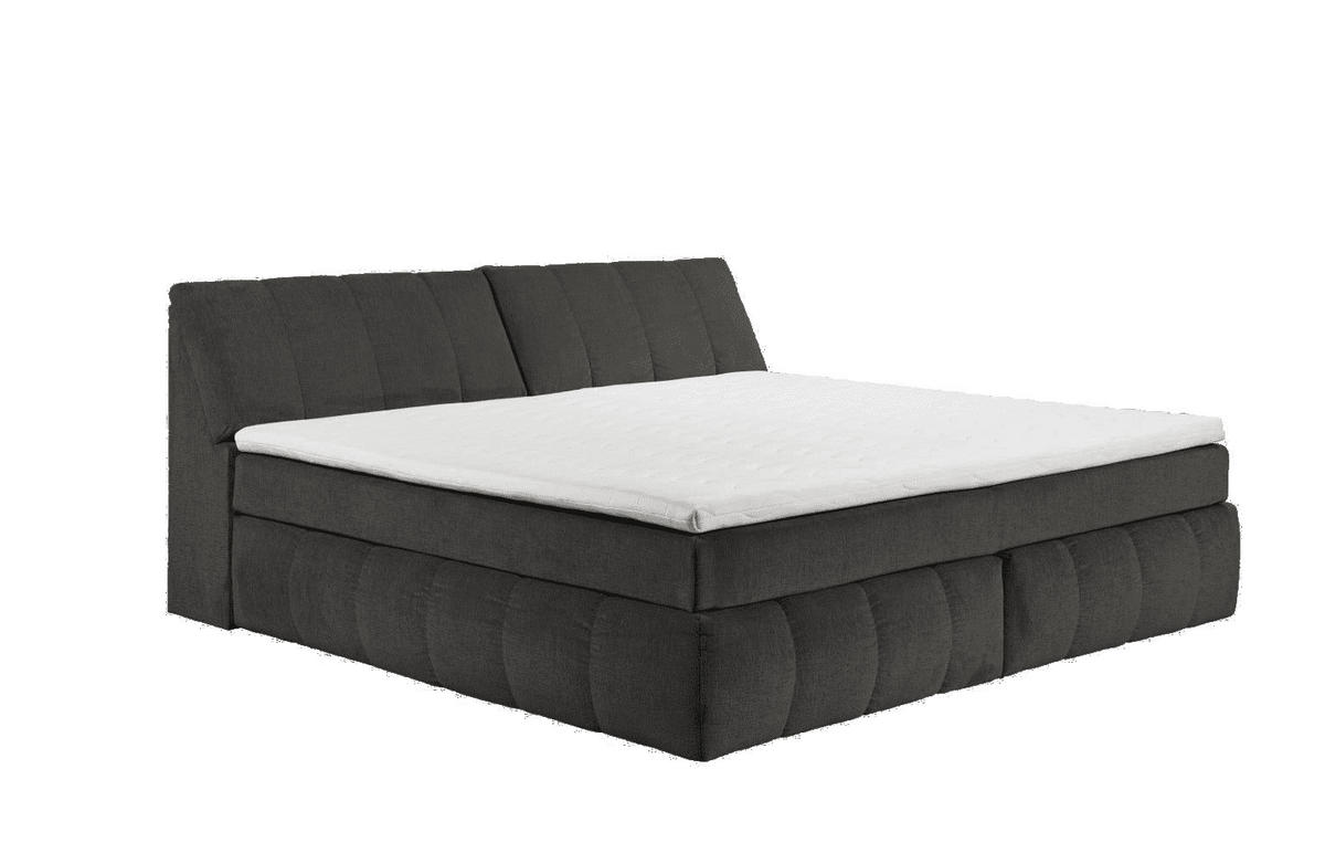 BOXSPRINGBETT XXL 240x200 – 7‑Zonen-Tonnentaschenfederkern, H2, Topper, Unterbox & Bettkasten - Anthrazit/Graphitfarben, Holz/Kunststoff (200/240cm) - ed exciting design