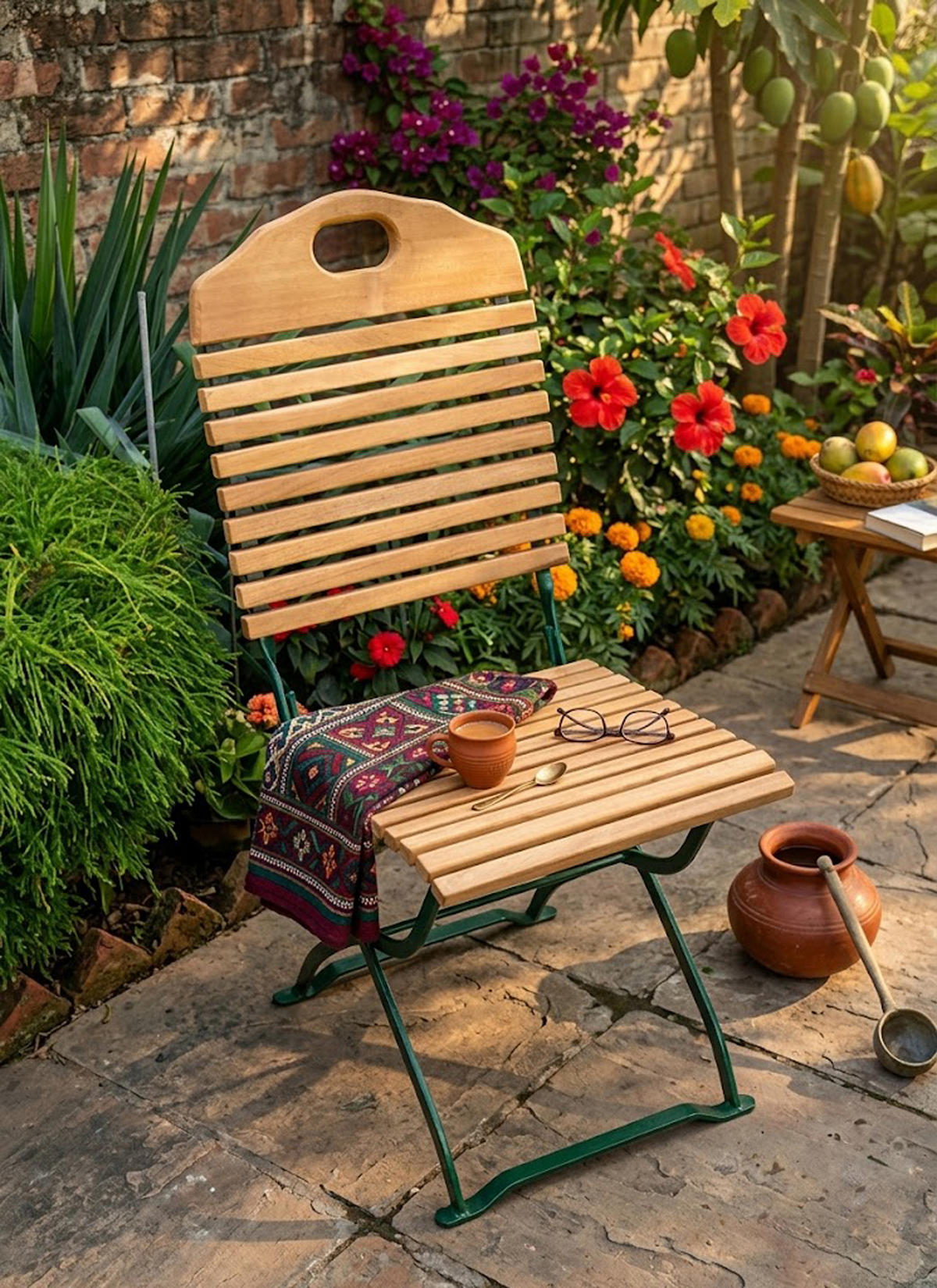 GARTEN-GARNITUR Bad Belzig 3-teilig aus Robinienholz, Stahlgestell Grün - Braun, Holz - TPFGarden