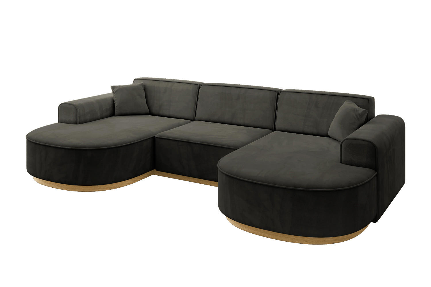 WOHNLANDSCHAFT MARI-U1-v2 - 303x171x83 cm Schwarz Velours - Schwarz, Holzwerkstoff/Textil (303/83/171cm) - ALTDECOR