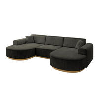 WOHNLANDSCHAFT MARI-U1-v2 - 303x171x83 cm Schwarz Velours - Schwarz, Holzwerkstoff/Textil (303/83/171cm) - ALTDECOR