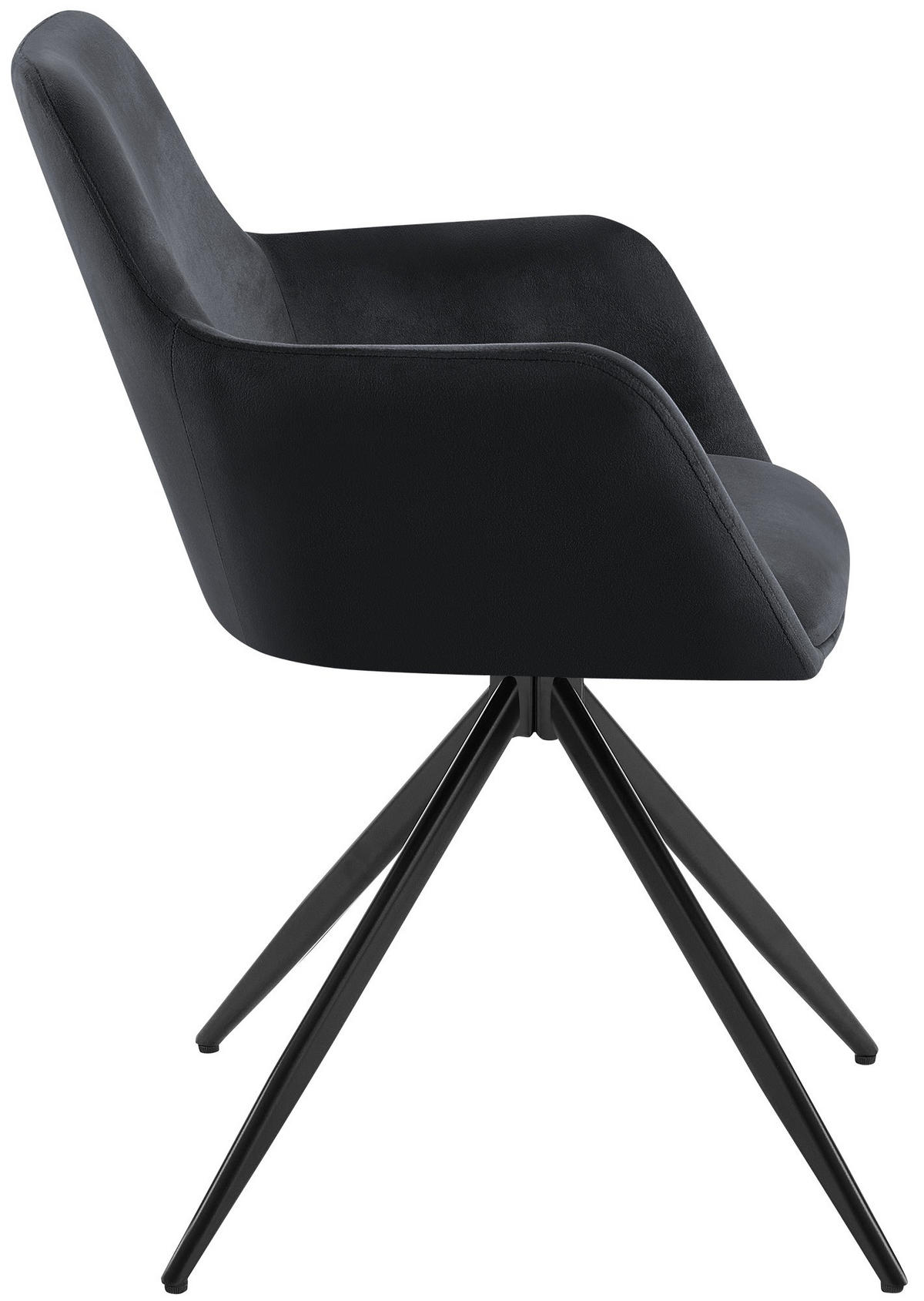 ARMLEHNENSTUHL Samt schwarz - Schwarz, Textil/Metall (56/81/62cm) - CLP