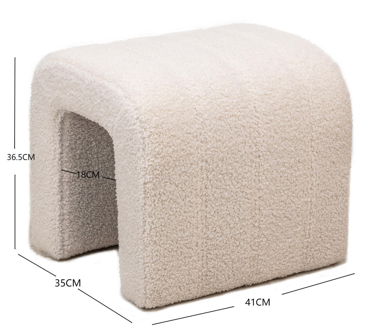 HOCKER Wolle Weiß - Weiß, Textil (41/36/35cm) - Nordlys